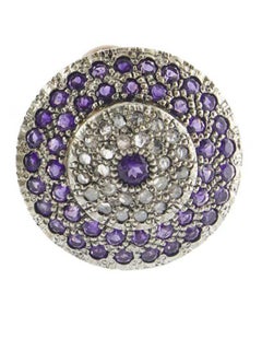 Amethysts, Diamonds, Rose Gold and Silver Earrings.