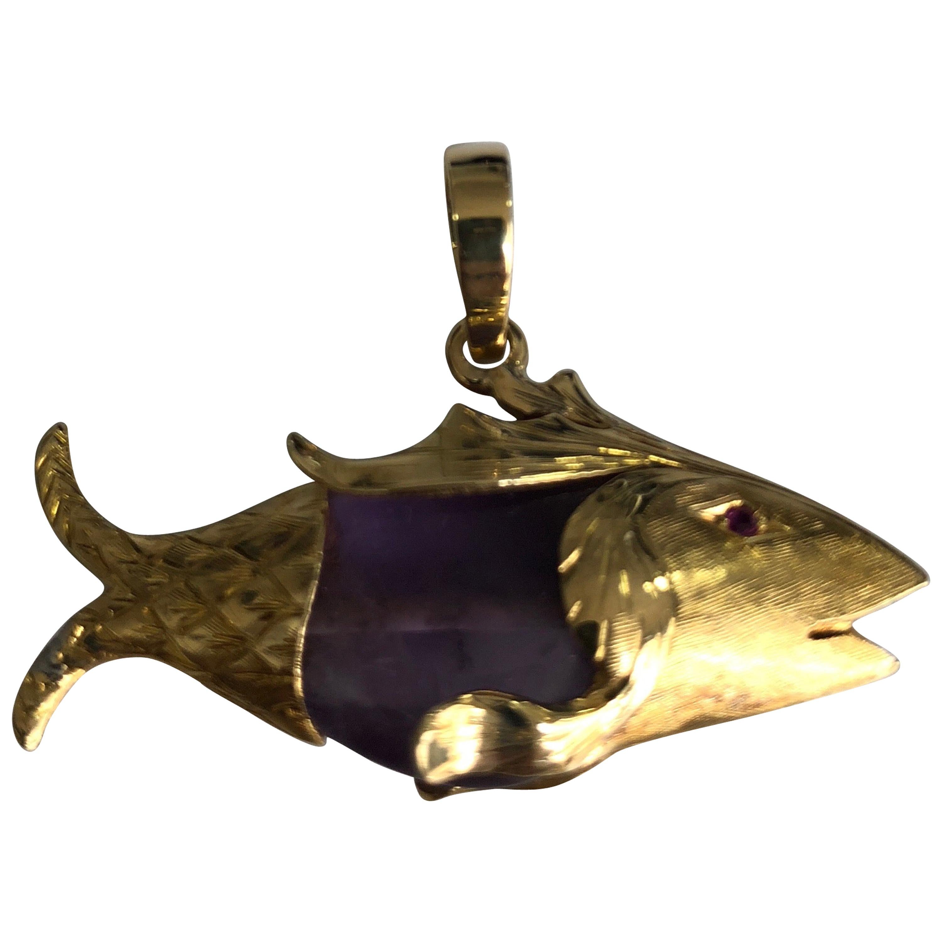 Ametist Fish Pendant