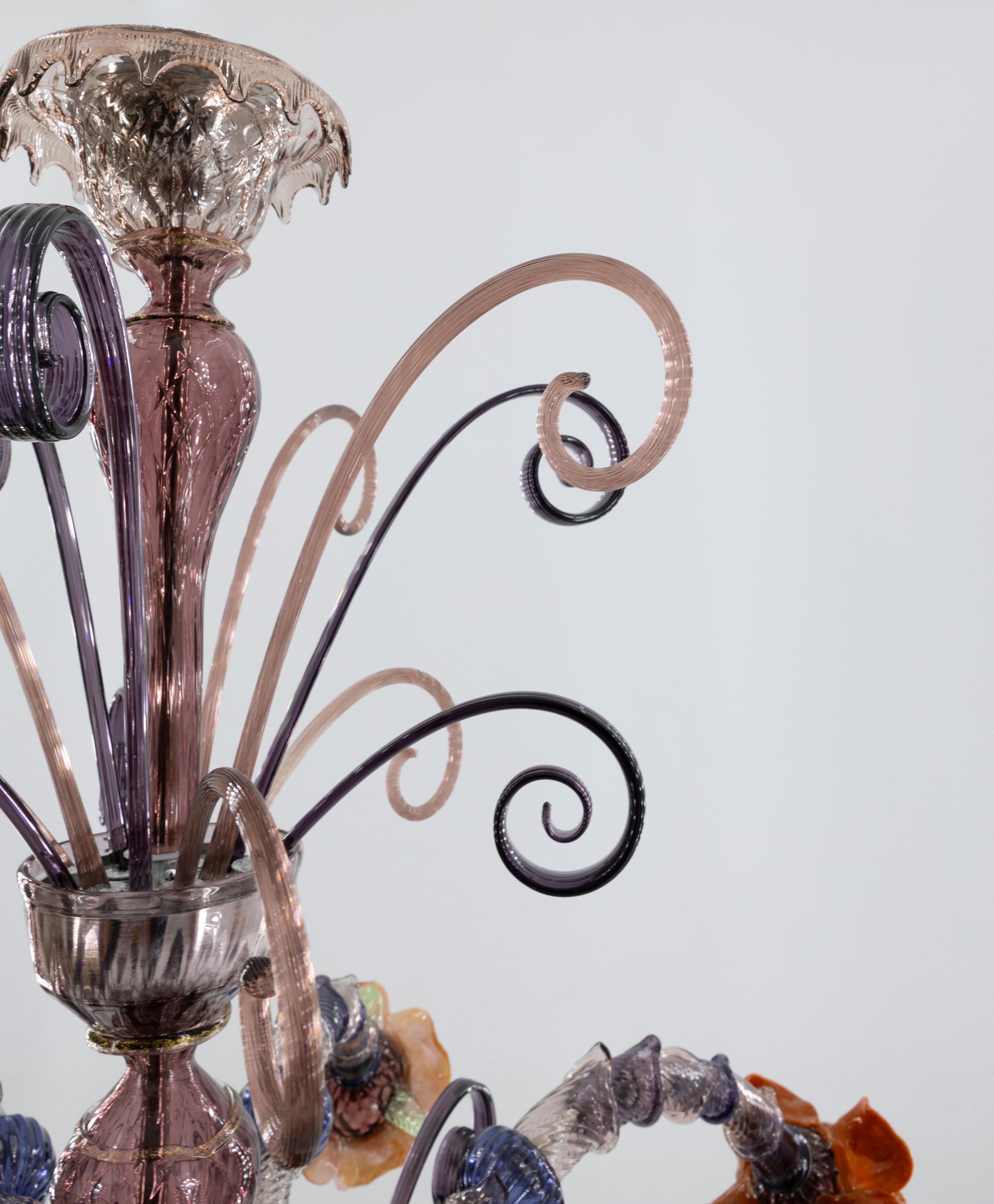 Lustre Flowers Rezzonico Améthyste Murano Venise Italie années 1980 en vente 2