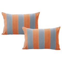 Ensemble de 2 coussins décoratifs Deluxe faits à la main Ametista II bleu et camel