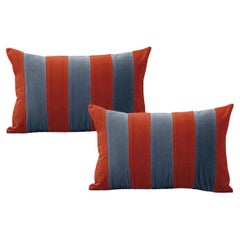 Ensemble de 2 coussins décoratifs Deluxe faits à la main Ametista II Brick and Blue