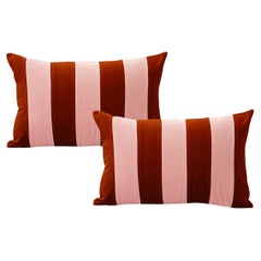 Ametista II Brick and Pink Set of 2 Velvet Deluxe Handmade Decorative Pillows