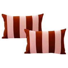 Ametista II Brick & Pink Set of 2 Velvet Deluxe Handmade Decorative Pillows