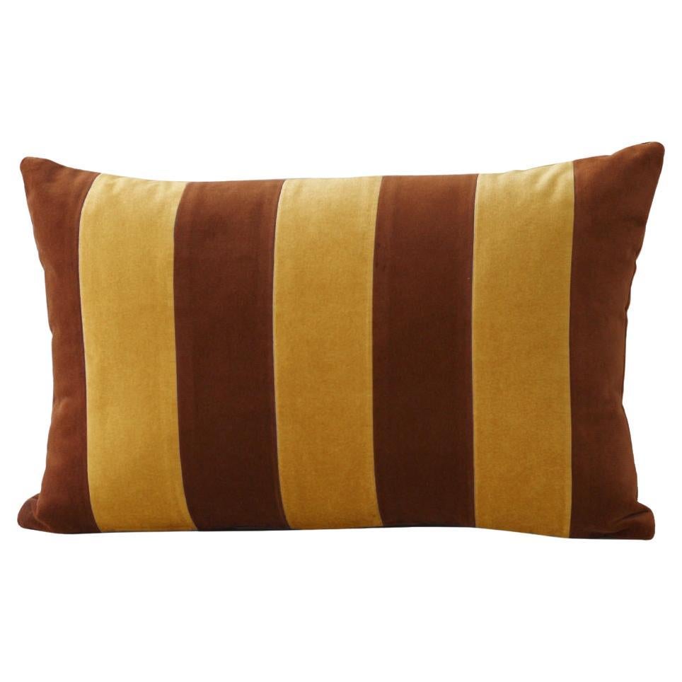 Ametista II Brown and Yellow Velvet Deluxe Handmade Decorative Pillow