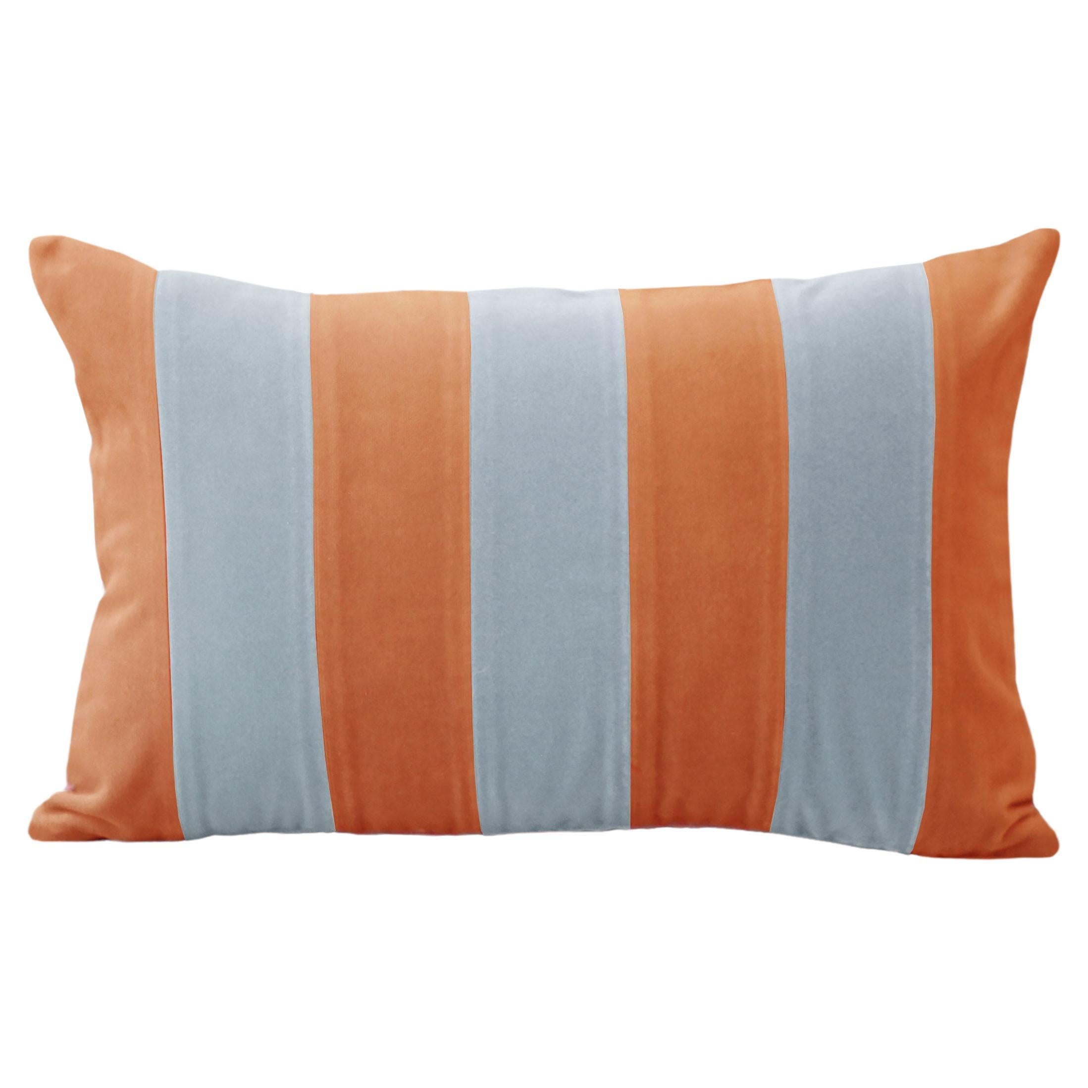 Ametista II Camel & Blue Velvet Deluxe Handmade Decorative Pillow