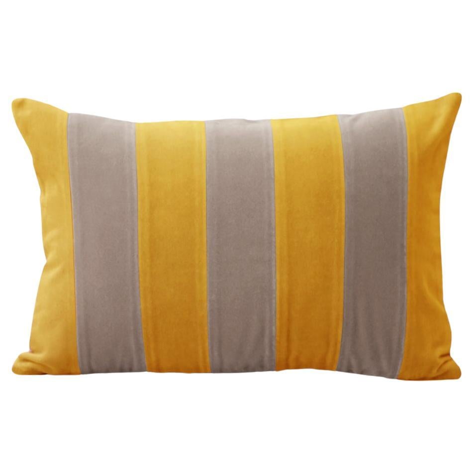 Ametista II Mustard & Taupe Velvet Deluxe Handmade Decorative Pillow