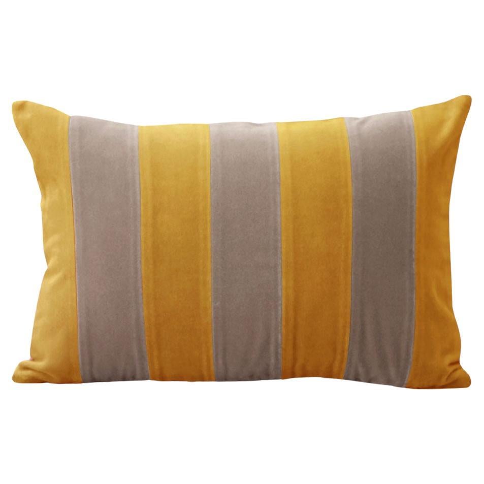 Ametista II Mustard & Taupe Velvet Deluxe Handmade Stripes Cushion