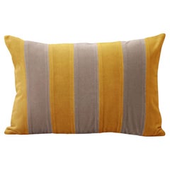 Ametista II Mustard & Taupe Velvet Deluxe Handmade Stripes Cushion