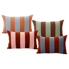 AMETISTA II -Juego de 4 cojines - Almohadas de rayas de terciopelo de lujo hechas a mano