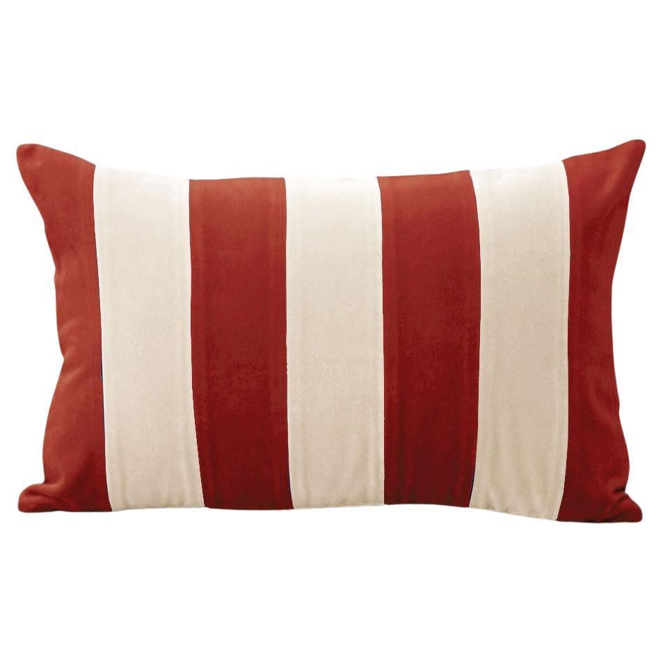Cuscino decorativo Ametista II Terracota e velluto bianco avorio deluxe fatto a mano in vendita