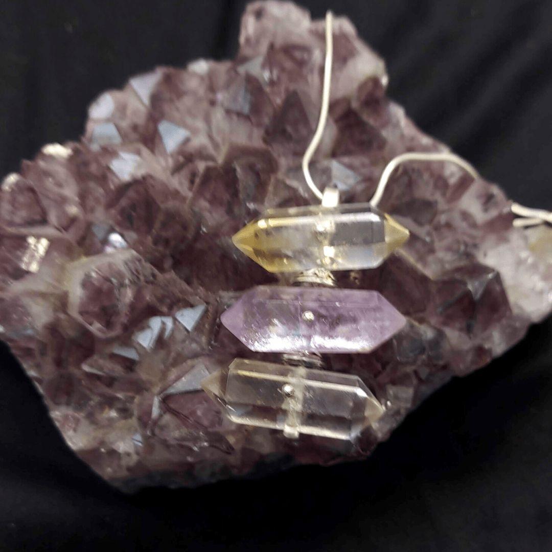 Modern Ametrine/Amethyst Pendant for Crystal Lovers For Sale