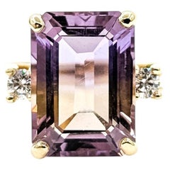 Ametrine and Diamond Cocktail Ring in 14k Yellow Gold