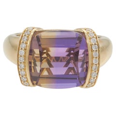 Ametrine and Diamond Ring in 14K Yellow Gold, 7.88ct Center Stone