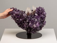 Purple Red Ametrine White Calcites Decorative Object Sculpture Crystal Rock