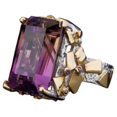 Ametrine and Rhodolite Cocktail Ring // Size 8