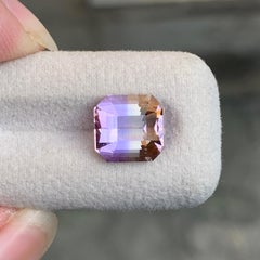 Ametrina con taglio a smeraldo, bicolore oro e viola, pietra grezza per gioielli, 9 mm