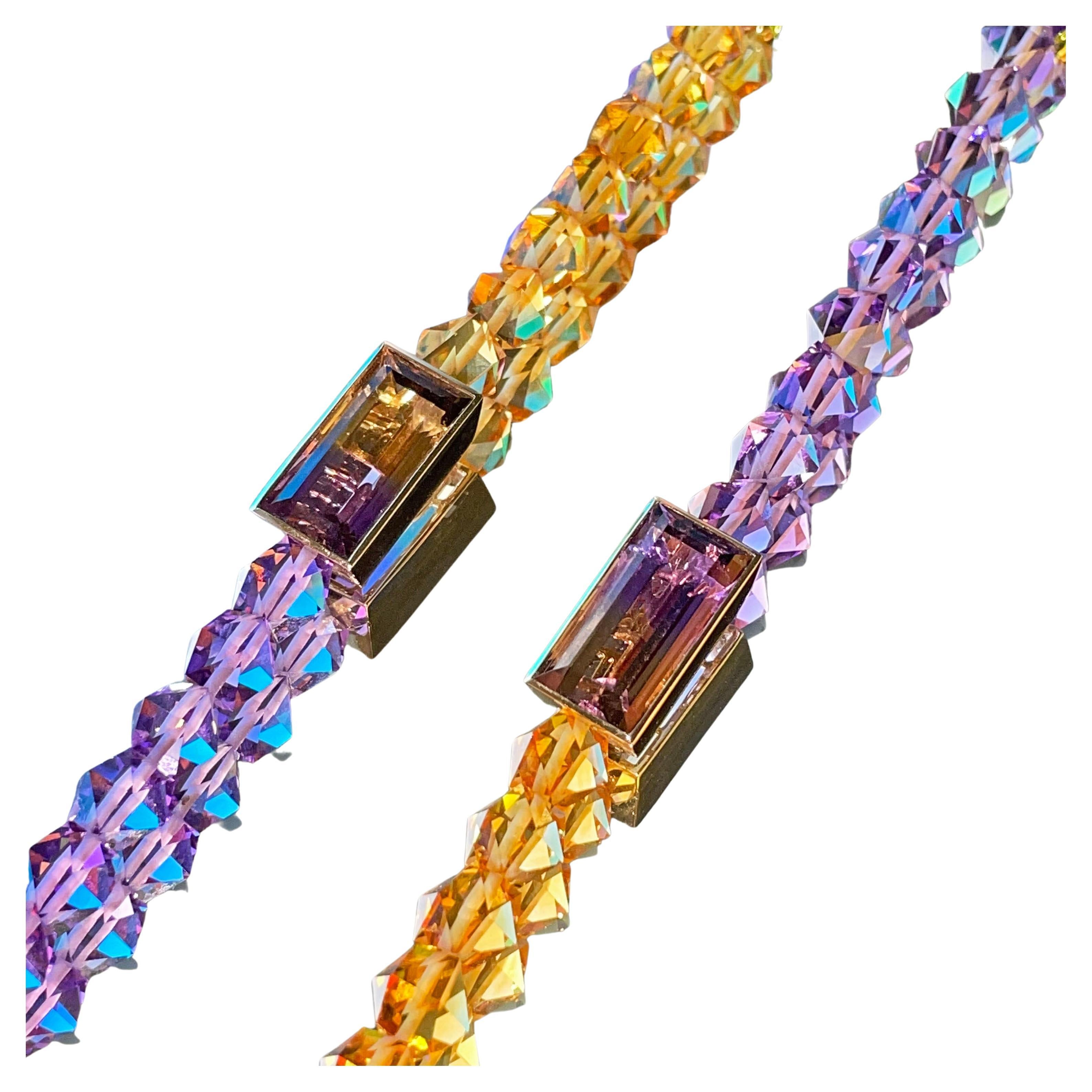 Ametrine Bracelet de pierres précieuses en or jaune 18 carats en vente