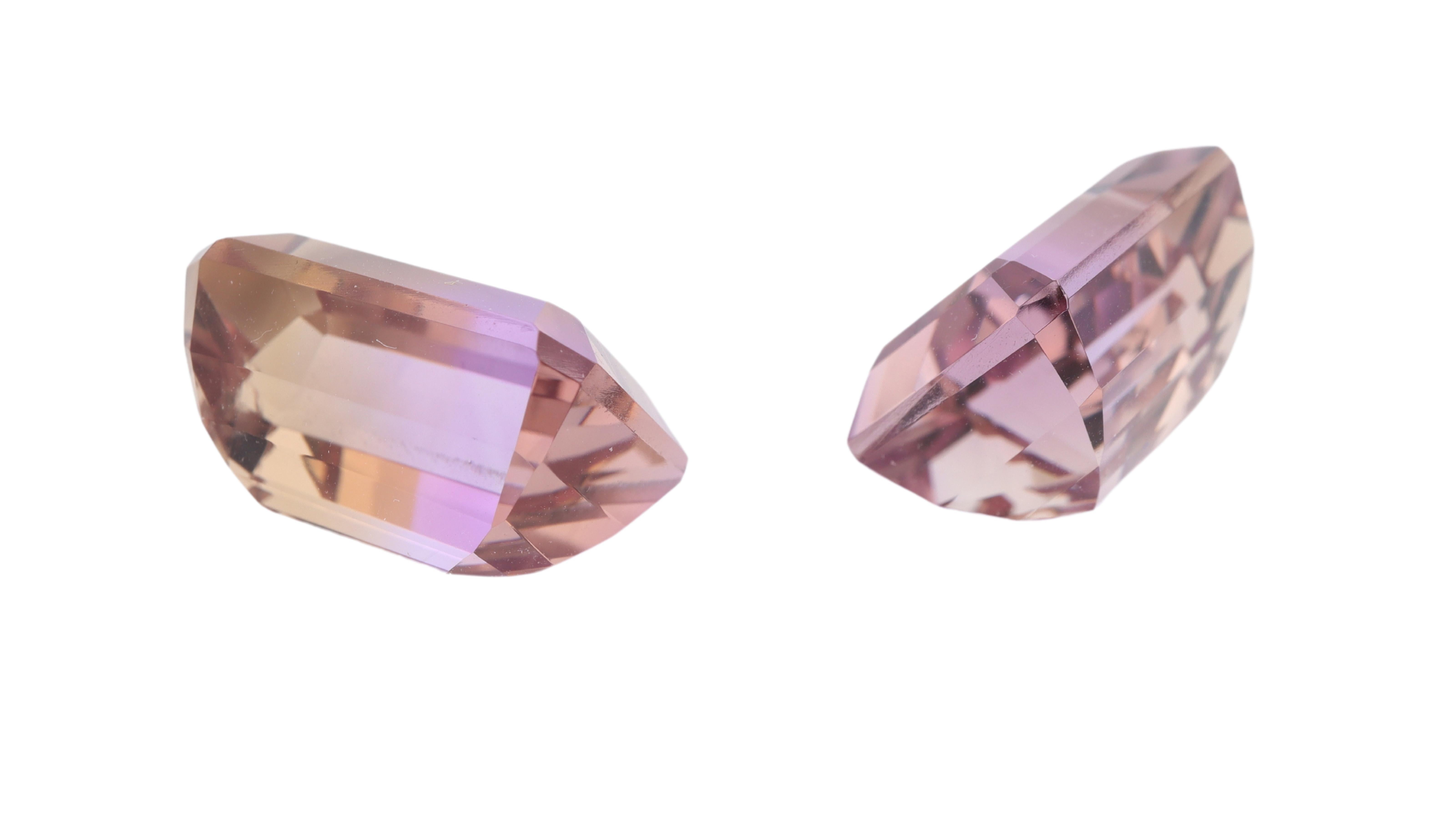 Ametrine Pair 15x10 20.25ct In New Condition For Sale In Antwerpen, BE