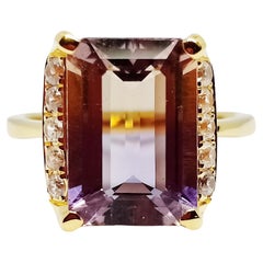 Vintage 6.79ct Ametrine Ring 18K gold plated on over sterling silver