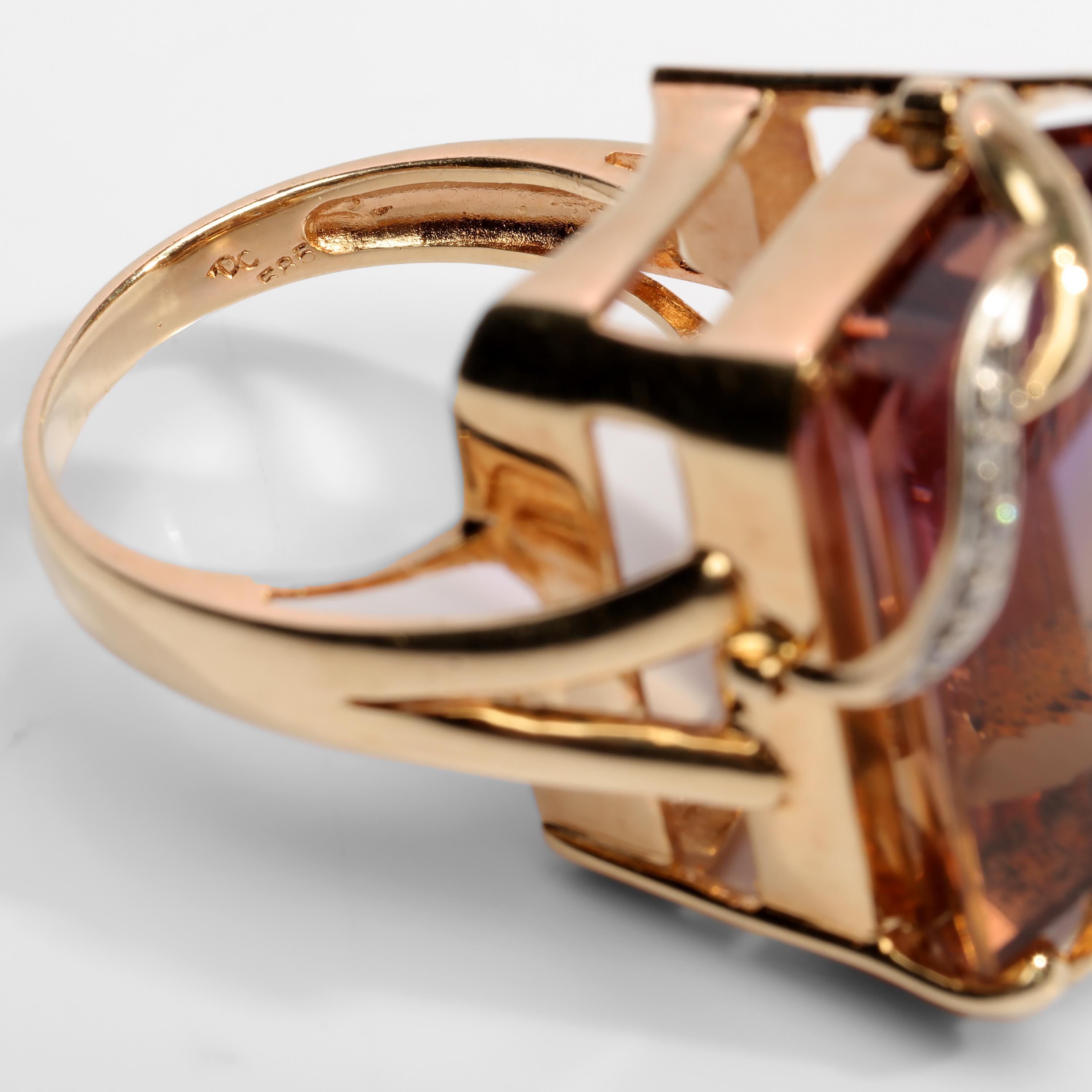 Ametrine Ring with Diamonds Midcentury 4