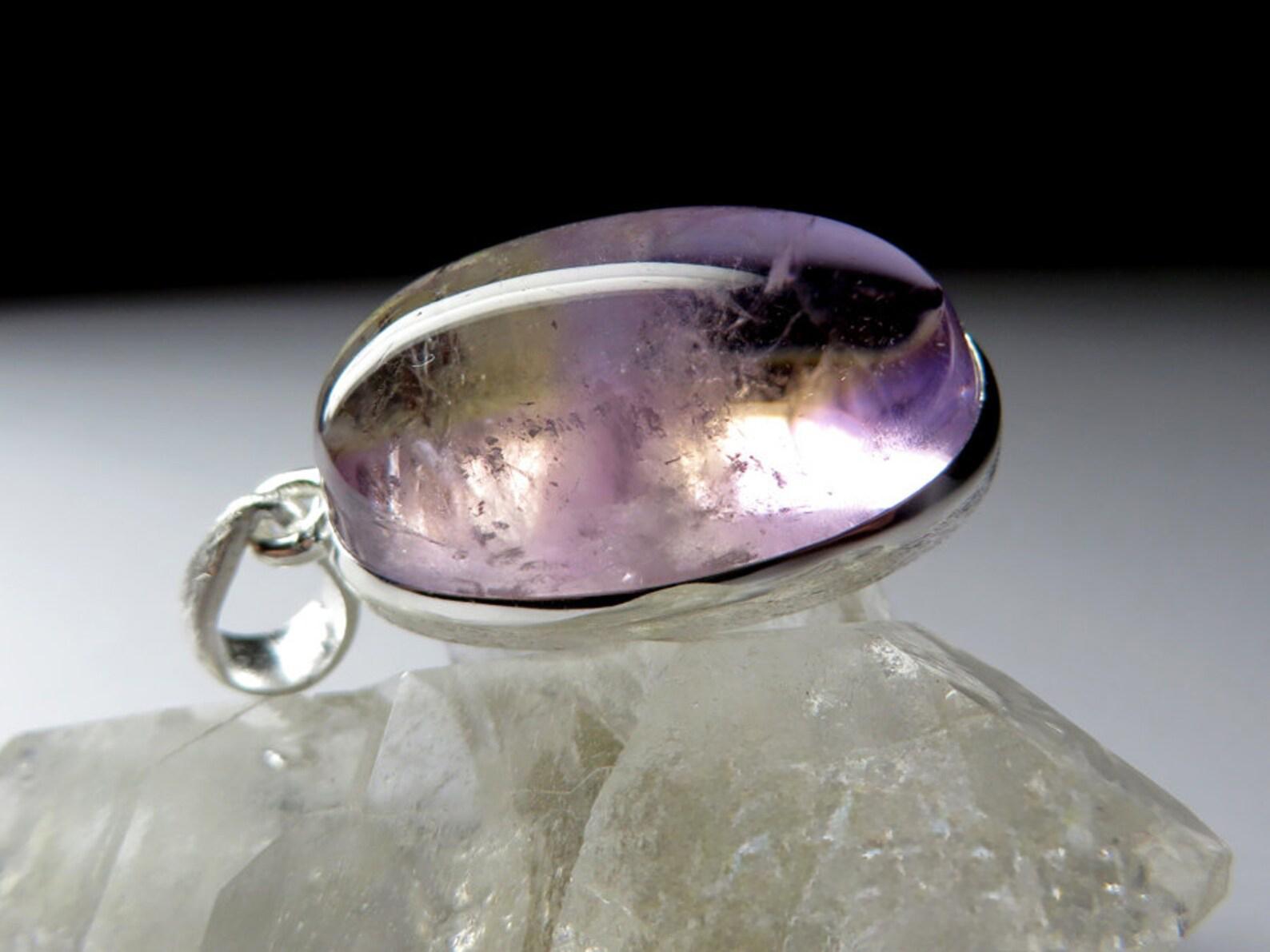 Ametrine Silver Pendant Amethyst Natural Quartz Gift for him Unisex Jewelry For Sale 1