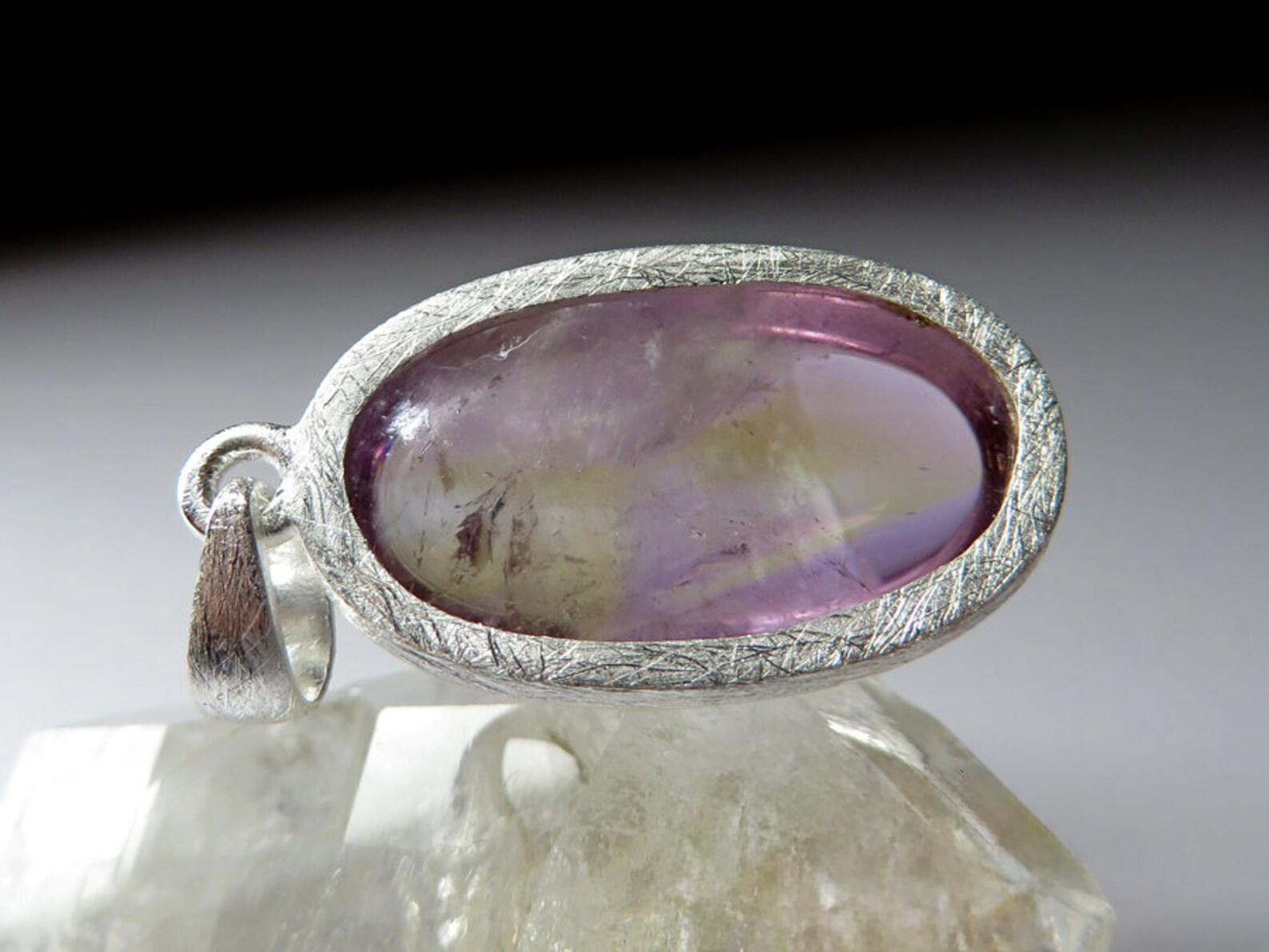 Ametrine Silver Pendant Amethyst Natural Quartz Gift for him Unisex Jewelry For Sale 4