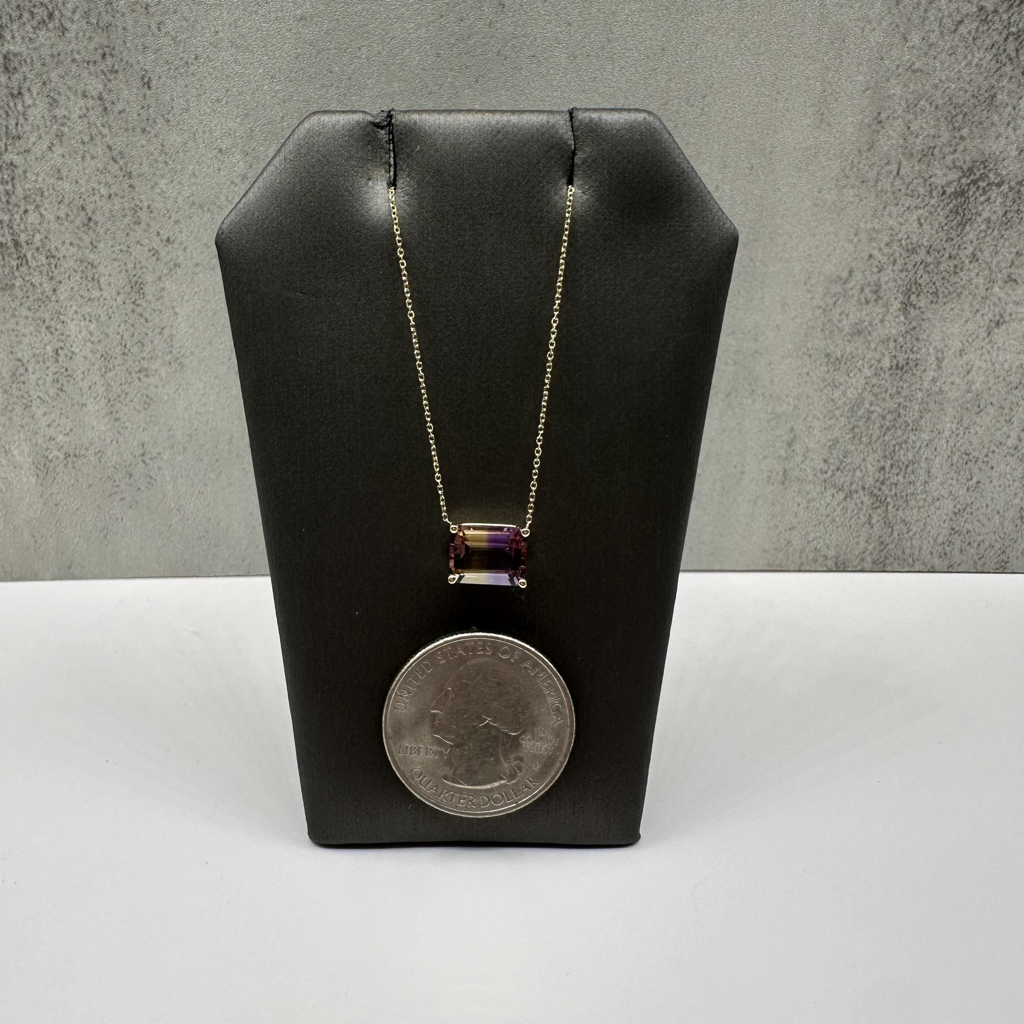 Collier solitaire d'amétrine en or jaune 14kt - 2.43ct, 18.25in, New Pour femmes en vente