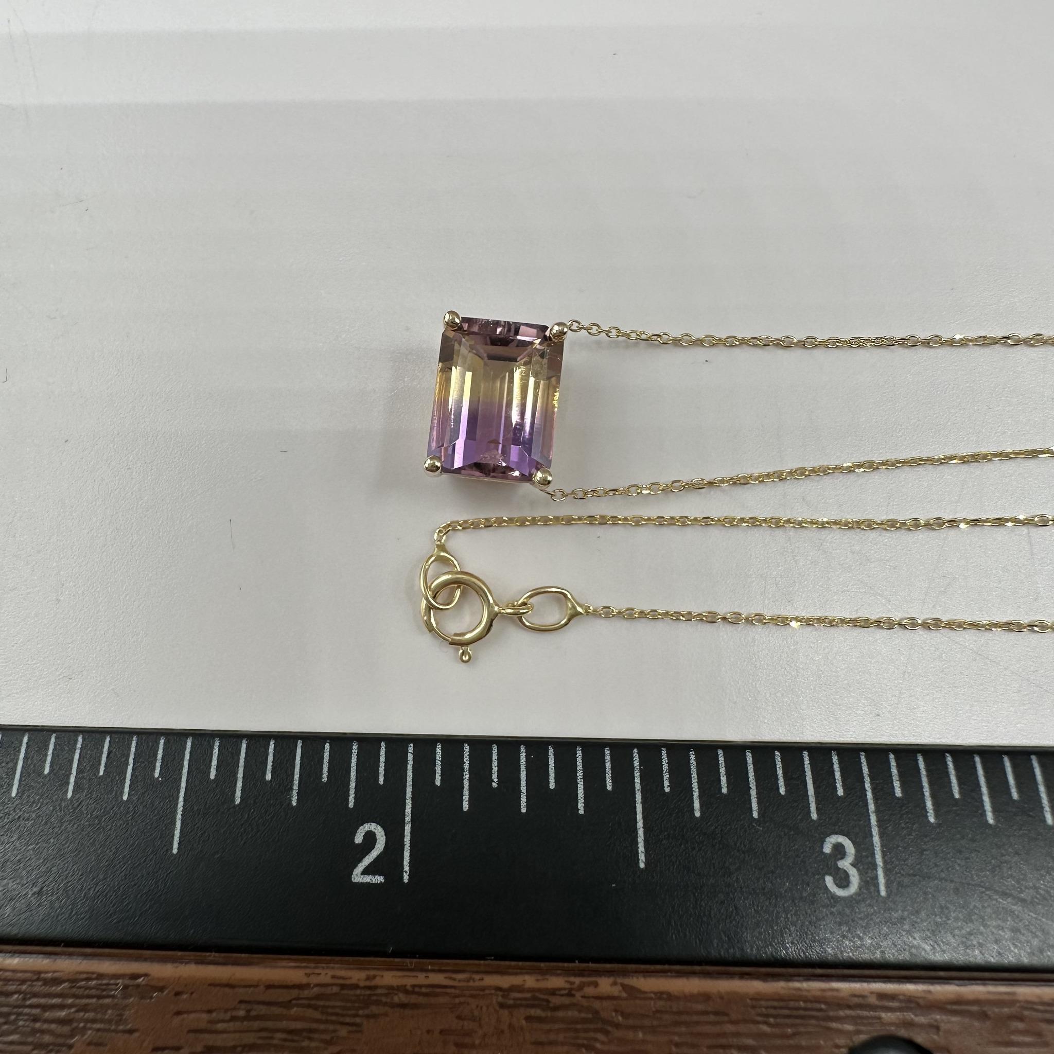 Collier solitaire d'amétrine en or jaune 14kt - 2.43ct, 18.25in, New en vente 1