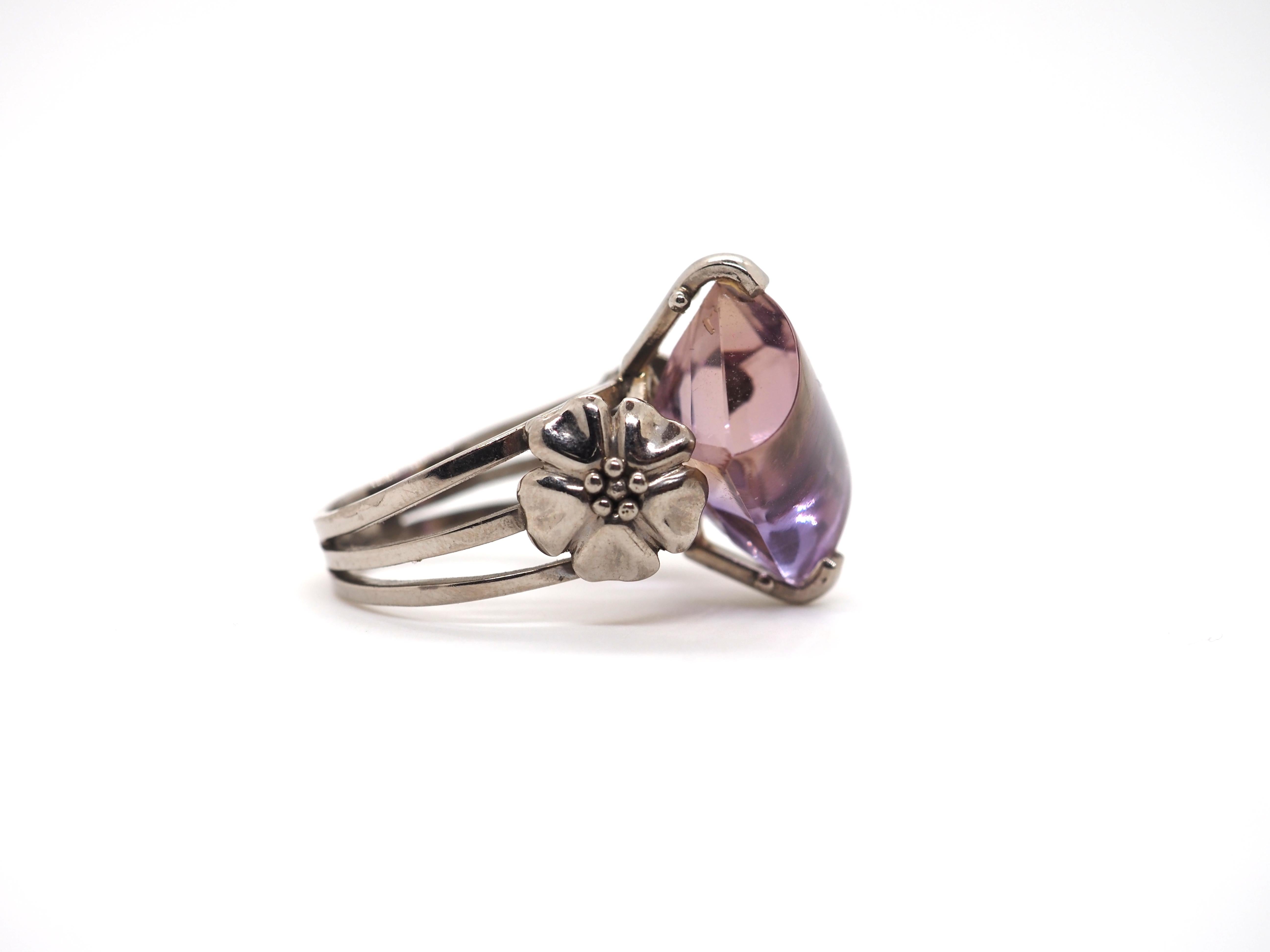 Ametrine Stone 18k White Gold Ring For Sale 1