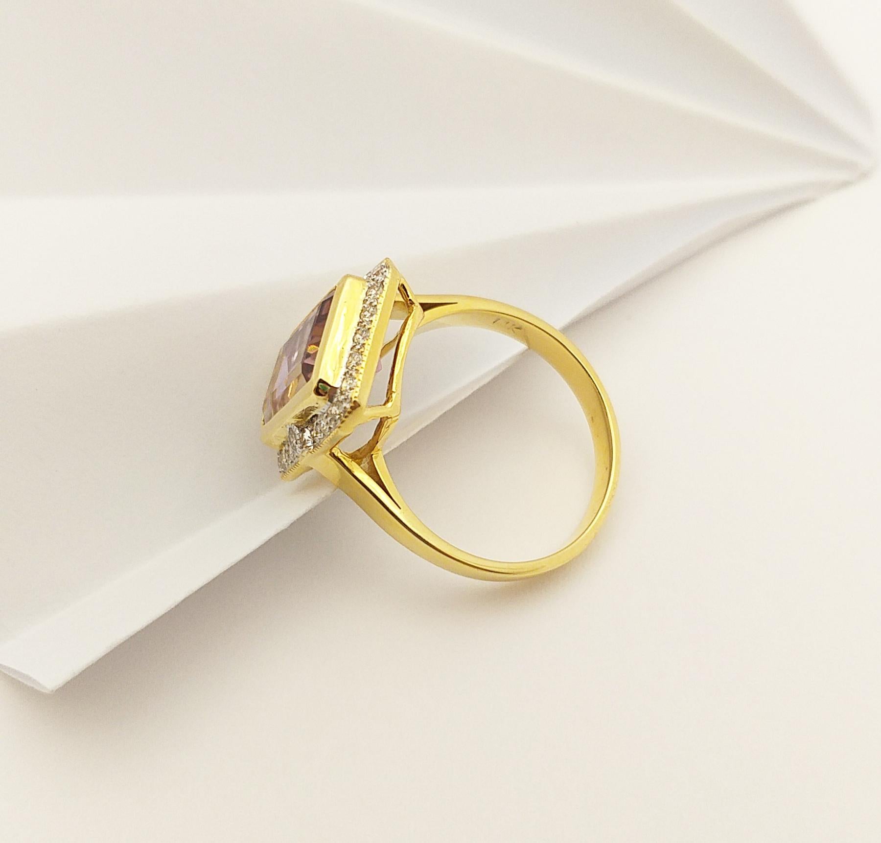 Ametrine with Brown Diamond Ring Set in 14 Karat Gold Settings For Sale 4