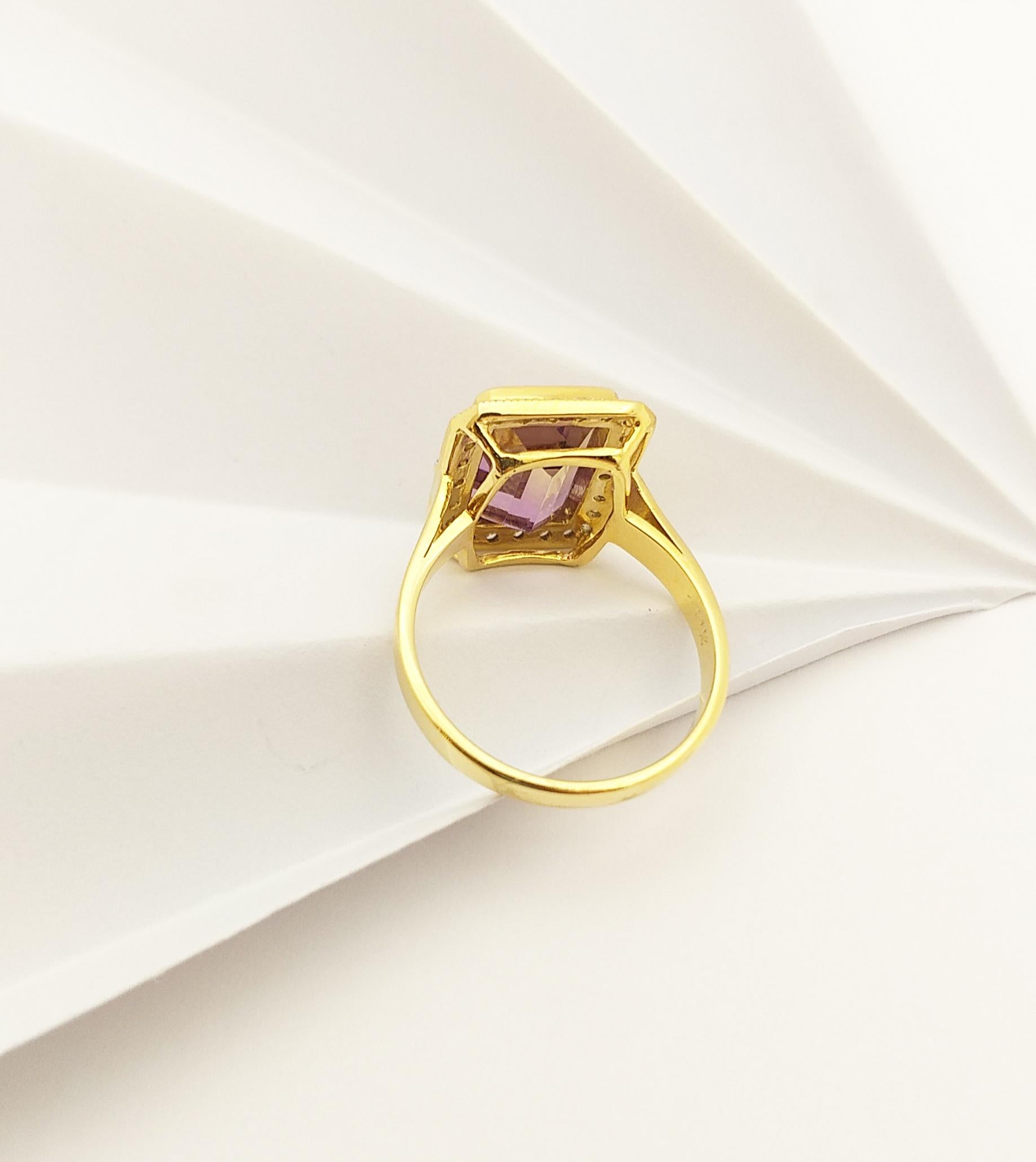 Ametrine with Brown Diamond Ring Set in 14 Karat Gold Settings For Sale 5
