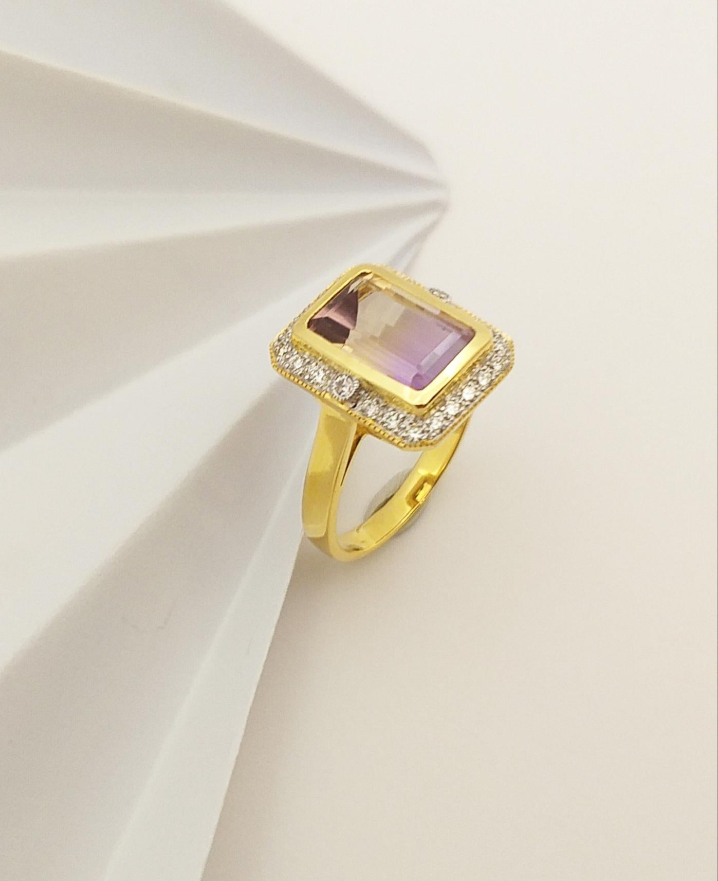 Ametrine with Brown Diamond Ring Set in 14 Karat Gold Settings For Sale 7