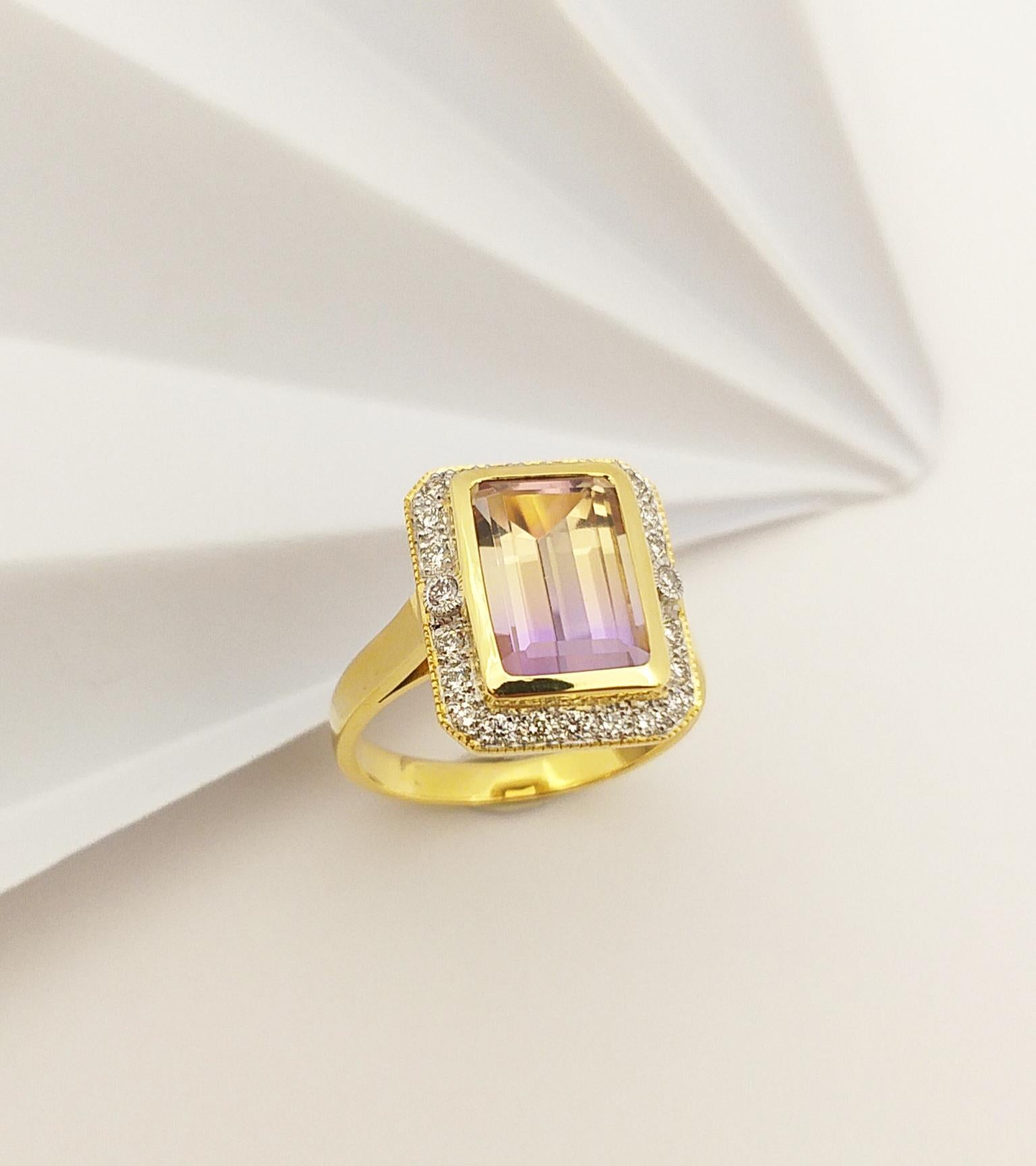 Ametrine with Brown Diamond Ring Set in 14 Karat Gold Settings For Sale 8