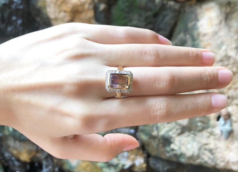 Ametrine with Brown Diamond Ring Set in 14 Karat Gold Settings For Sale