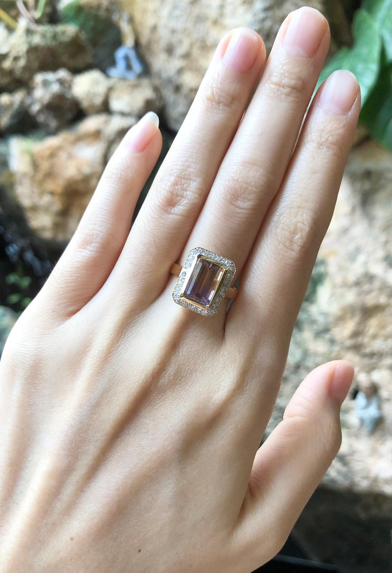 Ametrine with Brown Diamond Ring Set in 14 Karat Gold Settings For Sale