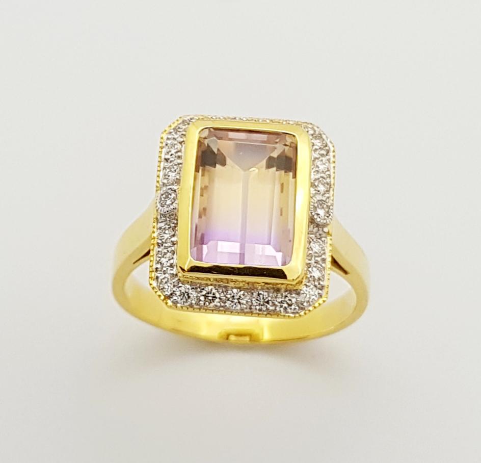 Ametrine with Brown Diamond Ring Set in 14 Karat Gold Settings For Sale 1