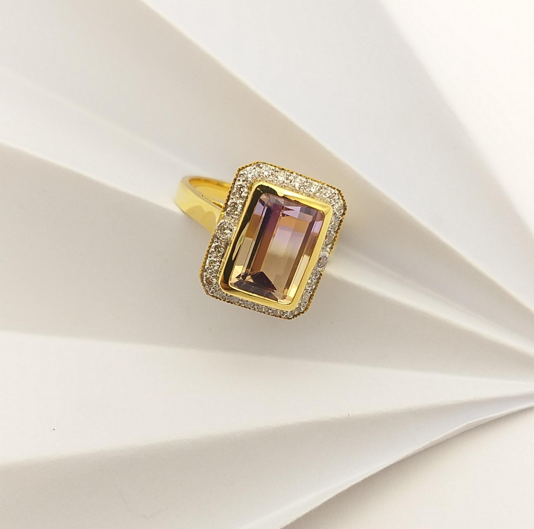 Ametrine with Brown Diamond Ring Set in 14 Karat Gold Settings For Sale 2