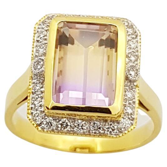 Ametrine with Brown Diamond Ring Set in 14 Karat Gold Settings For Sale