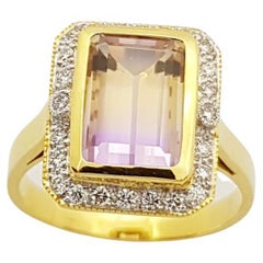 Ametrine with Brown Diamond Ring Set in 14 Karat Gold Settings