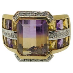 Ametrine with Diamond Accent 10k Yellow Gold Cocktail Ring
