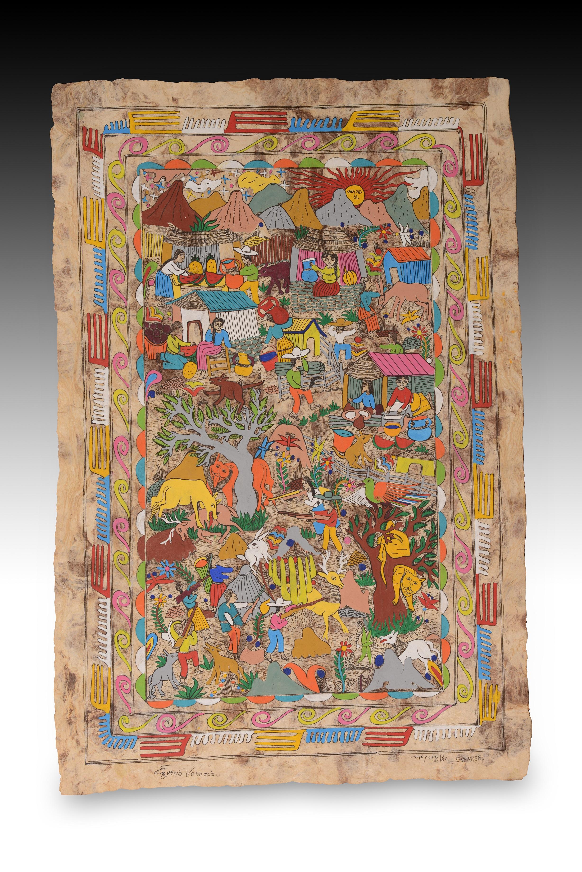 Ameyaltepec, Guerrero. Tempera on paper. Venancio,  Eugenio. Mexico, 20th c