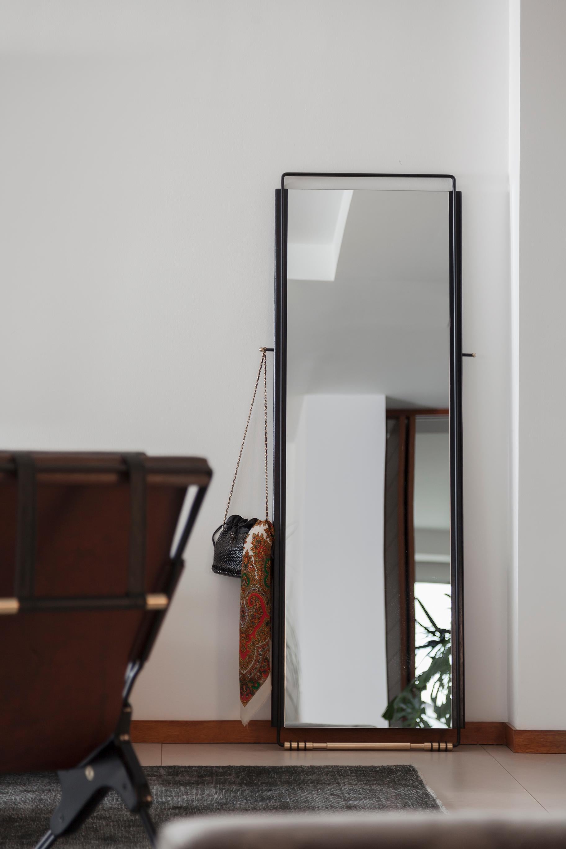Contemporary PERFIDIA_01 Floor Mirror in Solid Wood and Bronze Details by ANDEAN For Sale