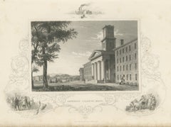 Amherst College, Massachusetts, with Governor Winthrop Vignette, circa 1850