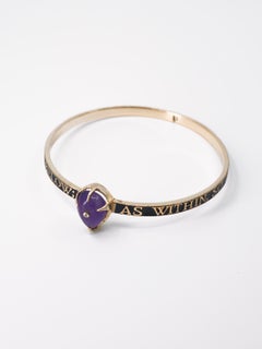 Amhetyst Bangle Bracelet Black Enamel Heart Diamond