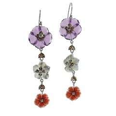 Amhetyste Diamonds Elatius Coral Mother of Pearl White and Rose Gold Earrings
