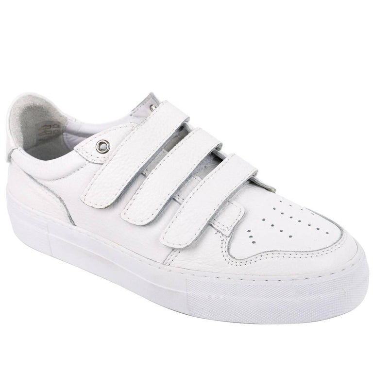 Ami Alexandre Mattiussi White Leather 3 Strap Sneakers For Sale at 1stDibs