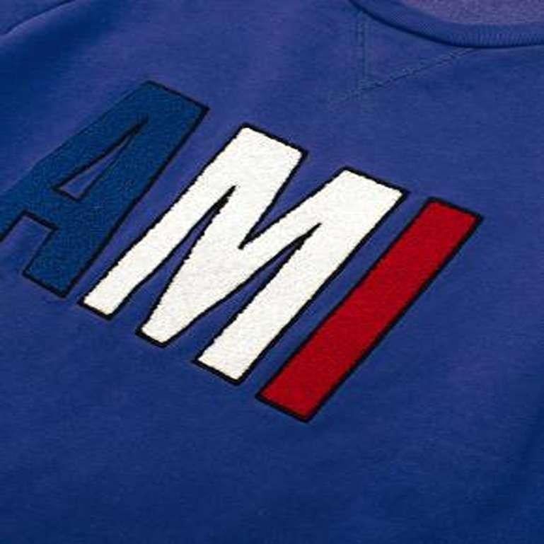 Ami Blue Logo Patch Sweatshirt For Sale 2