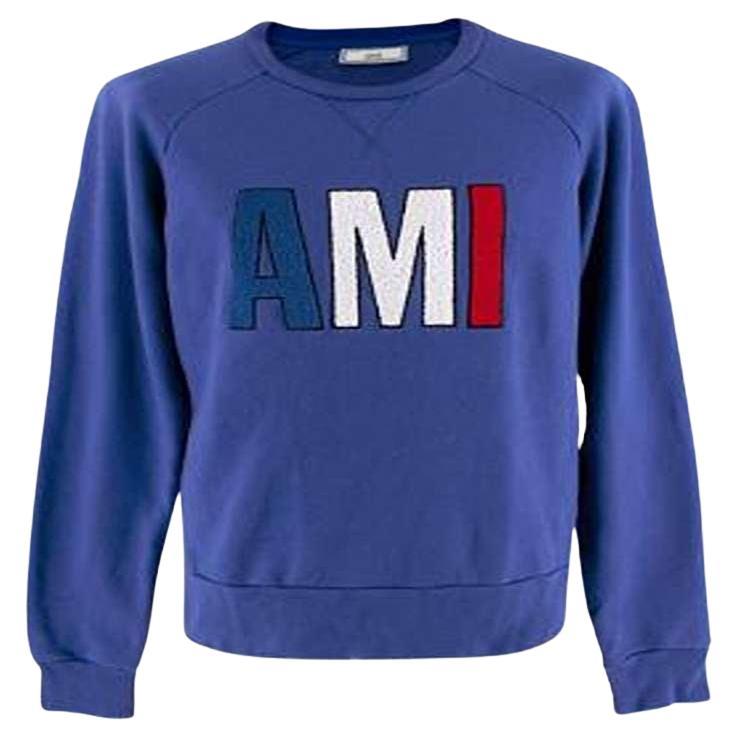 Ami Blue Logo Patch Sweatshirt For Sale