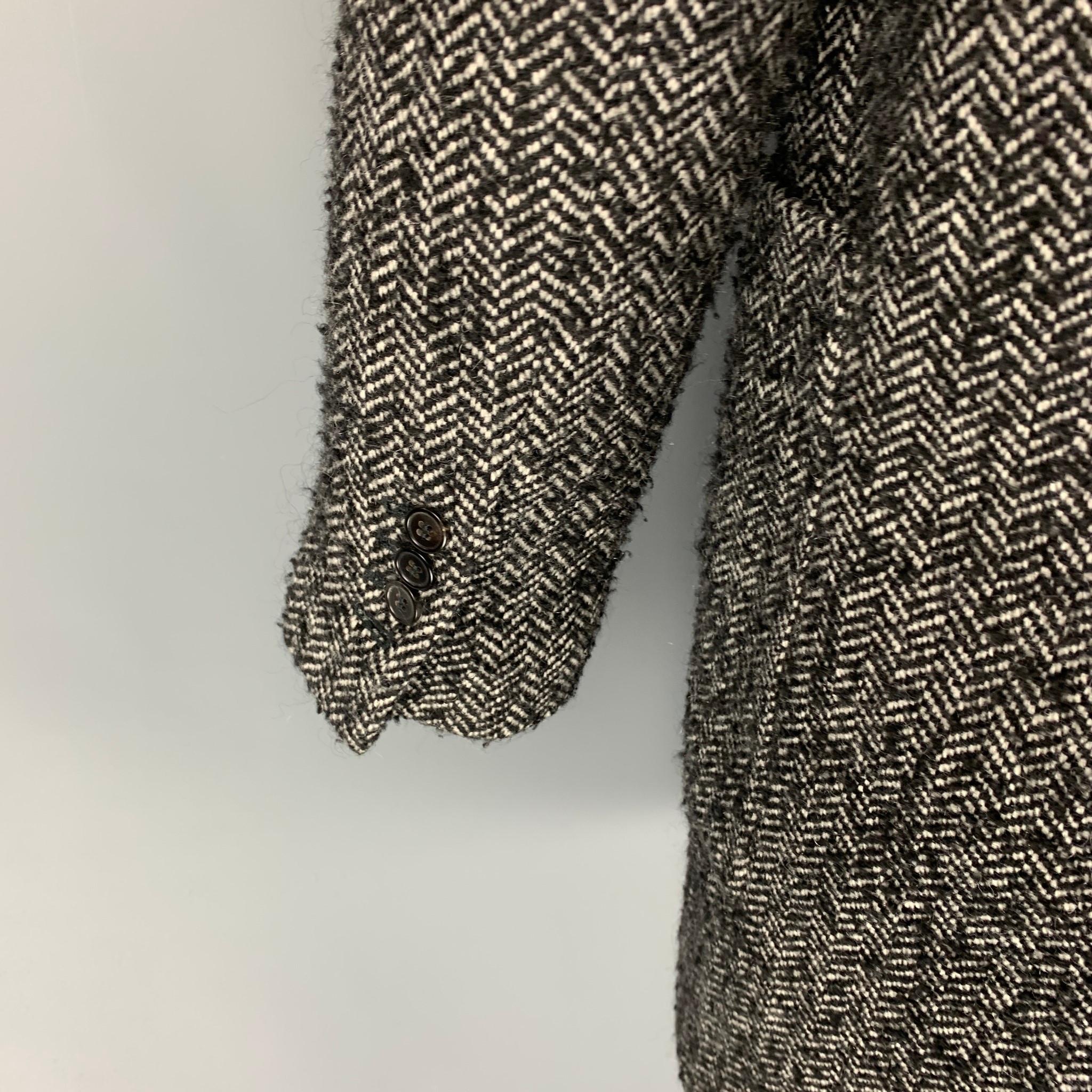 AMI by ALEXANDRE MATTIUSSI Size 38 Black White Herringbone Coat In Good Condition In San Francisco, CA