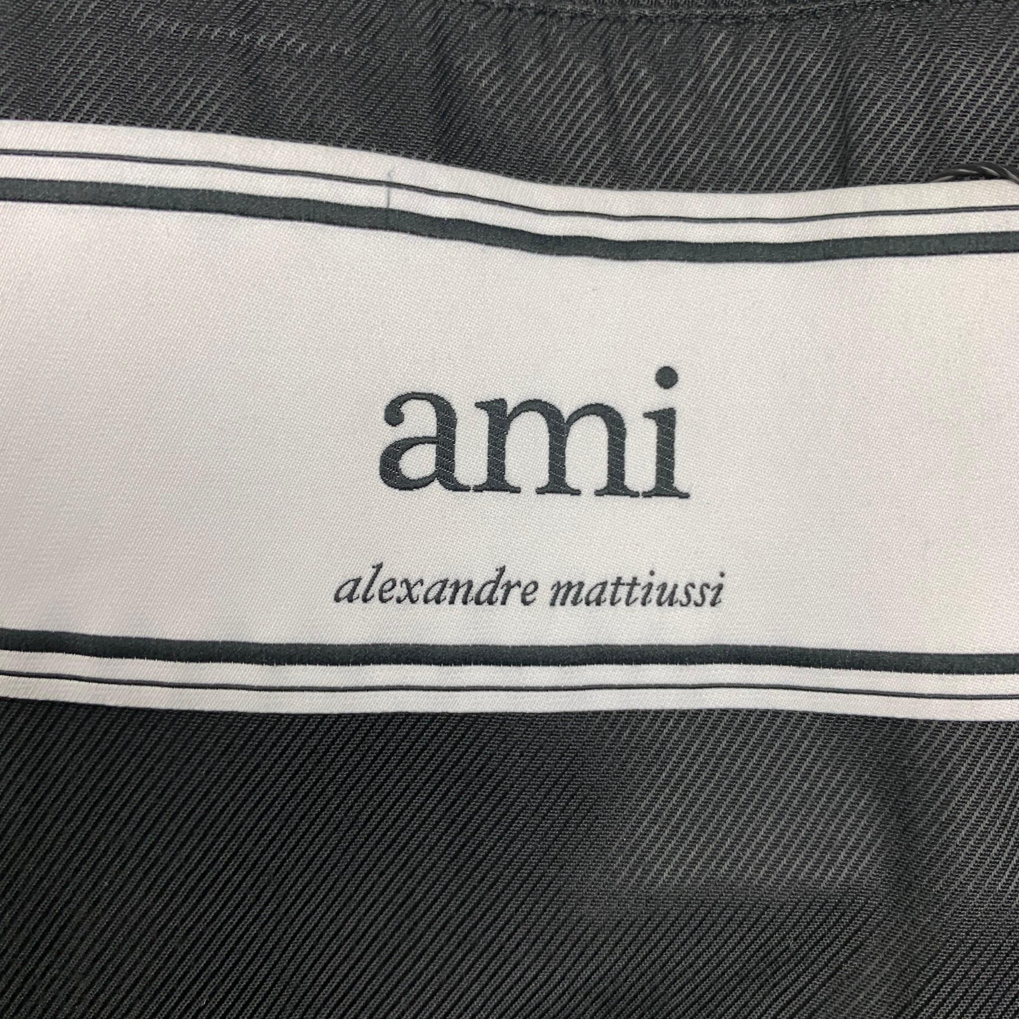 AMI by ALEXANDRE MATTIUSSI Size 38 Black White Herringbone Coat 1